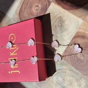 JanKuo Heart Collection 14K Goldplated & Pink Crystal Necklace New in Box❤️